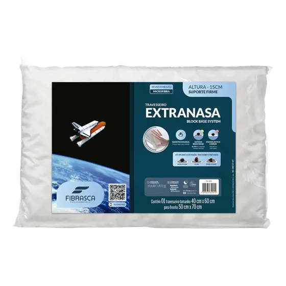Travesseiro Fibrasca Nasa Extranasa, Antialérgico e Lavável, Branco