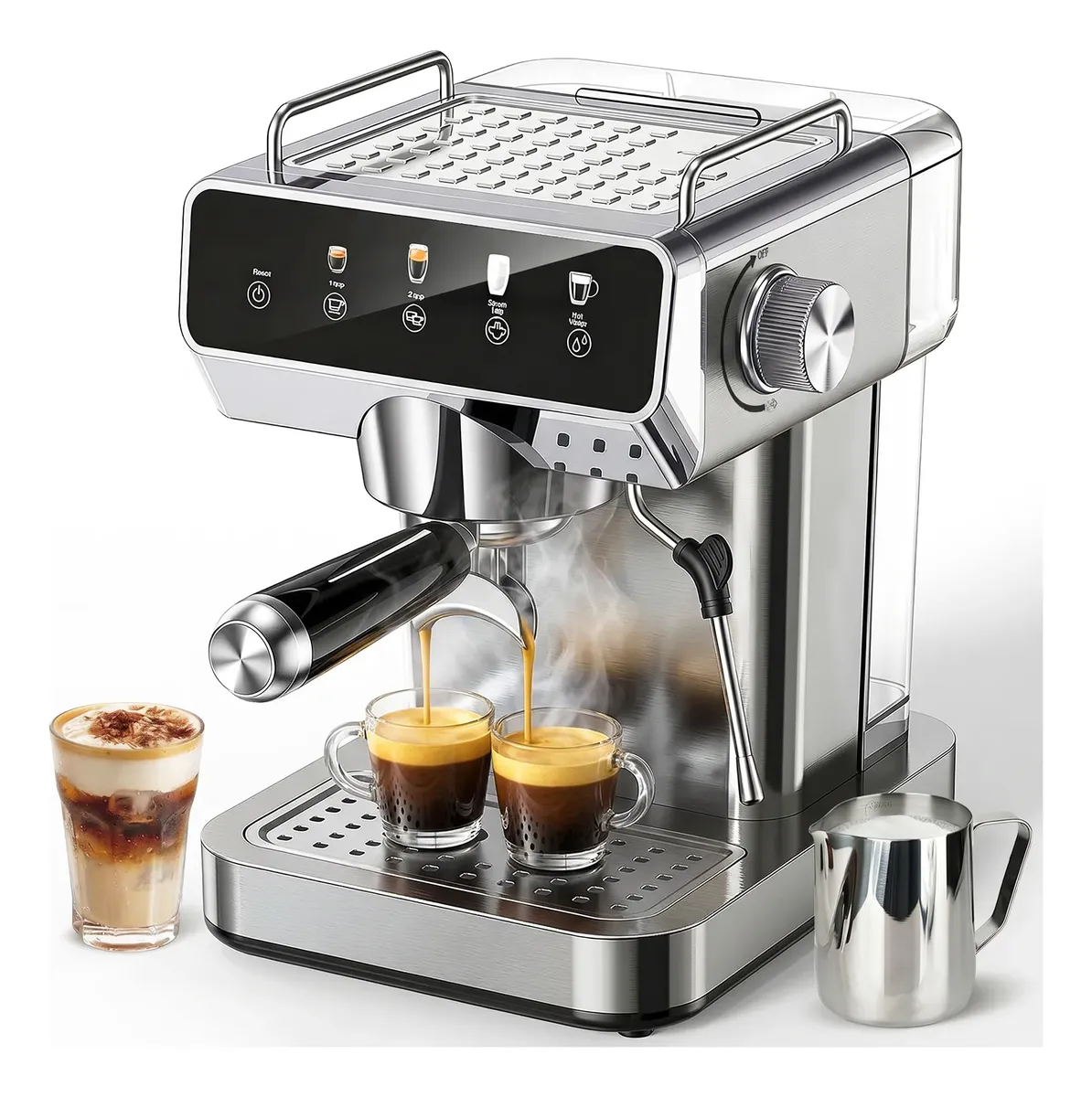 Cafeteira Expresso Digital Double 20 Bar Com Tela Para Latte Prateado 110v