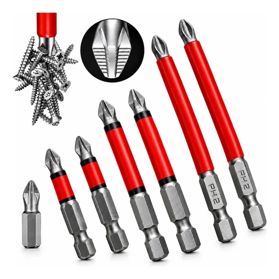 Ponteira para Parafusadeira Ponta Bits 90mm + 70mm + 50mm Ponteira Magnética 7 Peças Gurumania