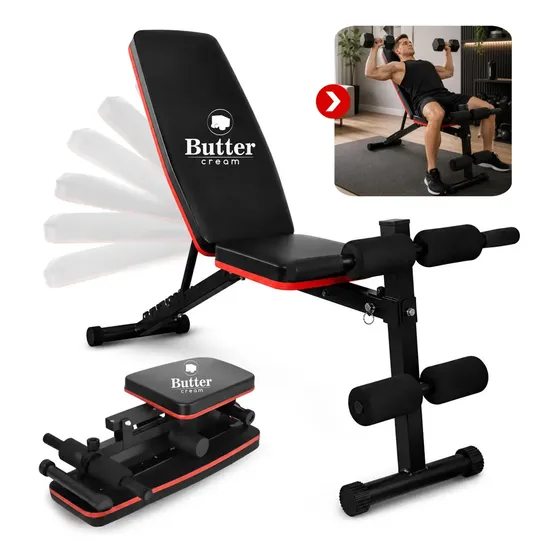 Banco Academia Regulável Supino Musculação Reclinável Livre Butter Cream Preto E Vermelho