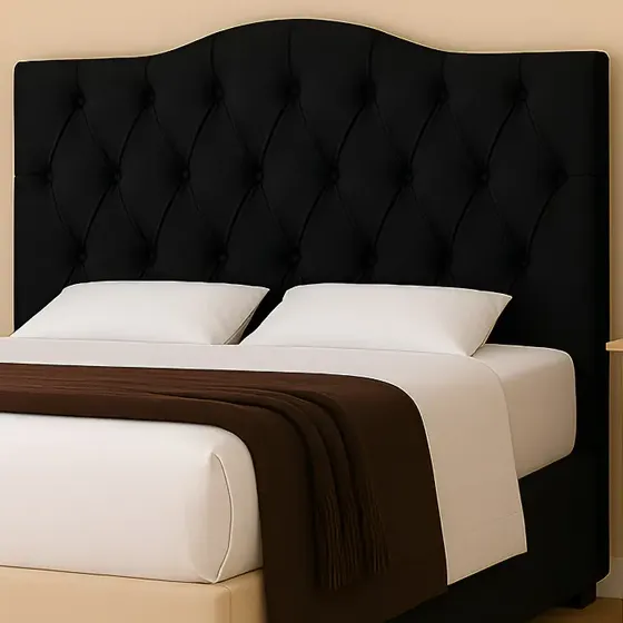 Brelarmobile Cabeceira Estofada Encosto Cama Box Casal Suede Veludo Reforçado 140x120cm Cor Preto
