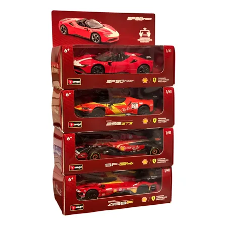 Coleção Ferrari Shell Carrinho Controle Remoto Bburago 1/41 Cor Vermelho