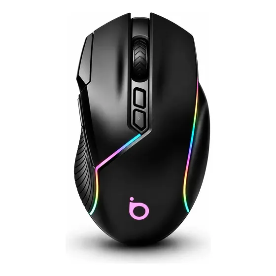 Mouse Gamer Sem Fio BASIKE RGB Recarregável Tri-Modos 2.4G Bluetooth 5.1 USB-C 12800 DPI 9 Botões 260h para Mac/PC