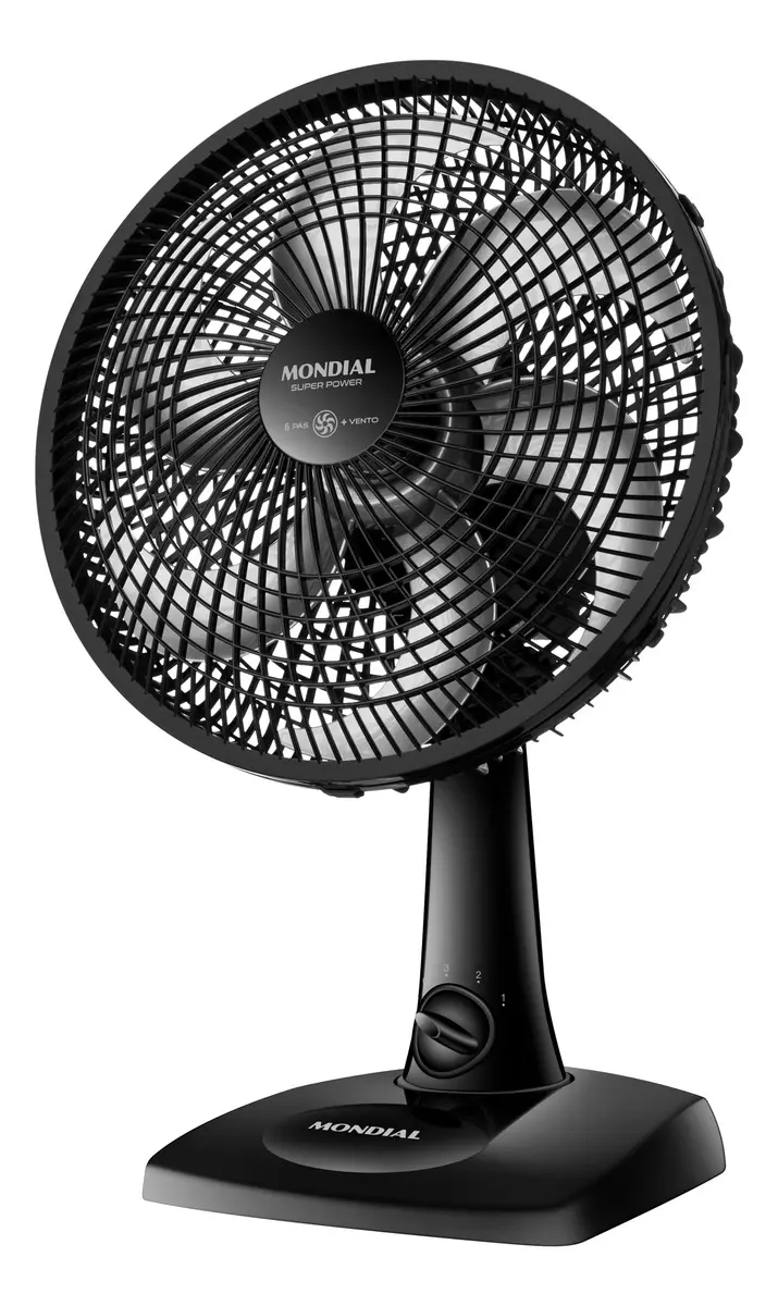 Ventilador De Mesa 30cm Super Power Mondial 60w 6 Pás 30 Cm Preto 127v Prata Polipropileno 6