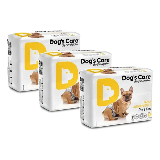 Kit Fralda Higiênica Descartável Para Cachorro Macho P 36un. Branco