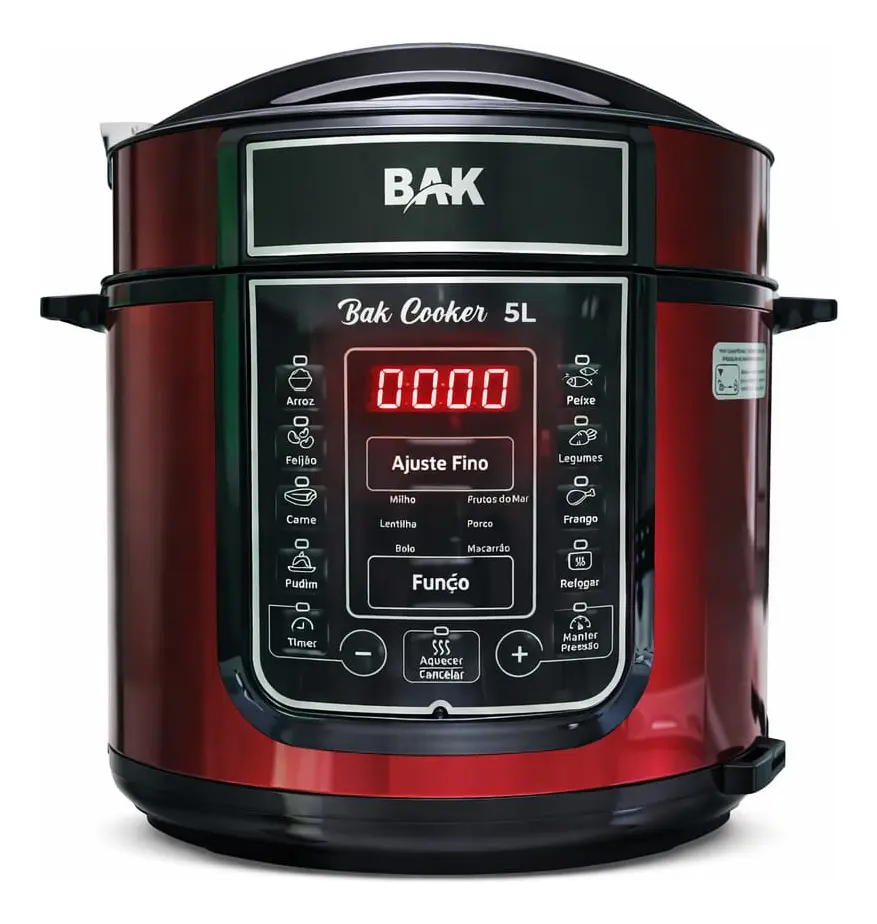 Panela Pressão Elétrica Bak 5l Vermelha Inox 60hz 110v Vermelho 127v 60hz