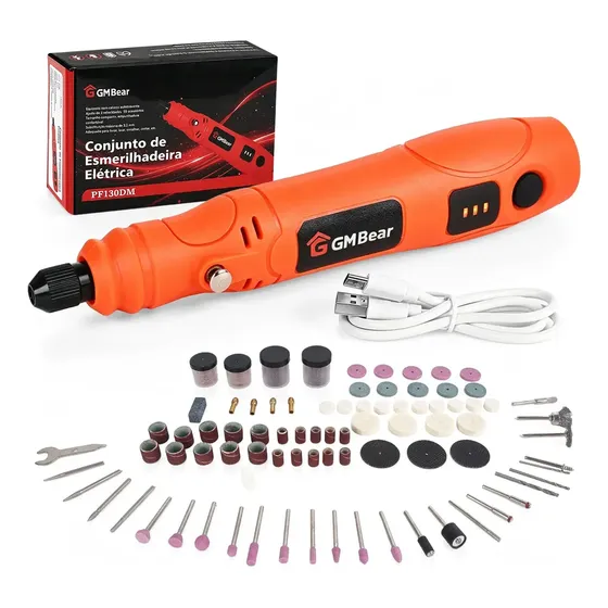Micro Retífica Recarregável 210 Kit Completo com Acessórios , Lixar Gravar Polir Para Madeira Joias DIY