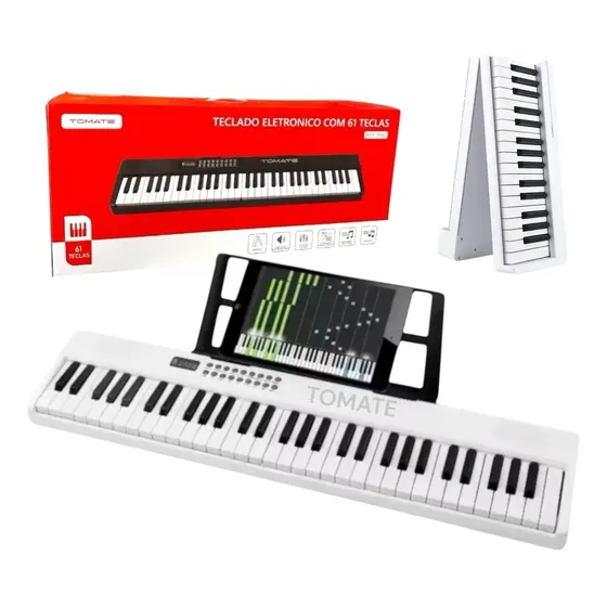 Teclado Eletrônico Dobrável Tomate MSY-9995 de 61 Teclas para Iniciante