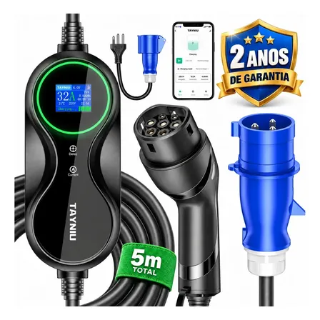 Carregador Portátil para Carro Elétrico TAYNIU Infinity 7kW Tipo 2 com App Tuya e Wi-Fi