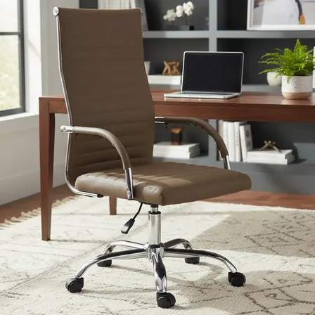Cadeira Executiva Ergonômica Fohar Class Marrom Giratória Couro Sintético
