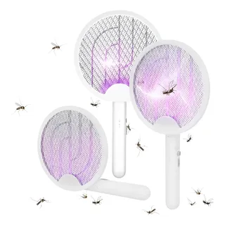Raquete Elétrica Recarregável Mata Mosquitos Drop Rio Branco com Luz UV