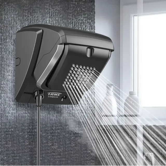 Chuveiro Elétrico Fame Compacta 7800w Preto Controle Eletrônico 220v 7.8 Kw