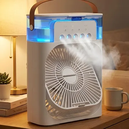 Climatizador De Ar Ventilador Portatil 600ml Grande 5 Saidas Ar Frio Super Potente Umidificador Purificador Silencioso Oscilante Para Casa E Escritorio Luxside Branco 127/220v