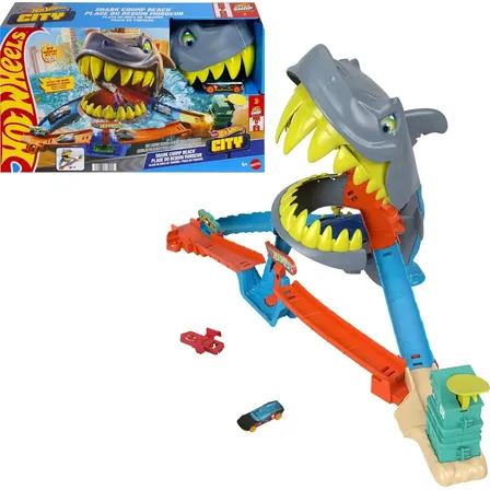 Hot Wheels Pista City Shark Chompbeach Praia Tubarão Multicolor