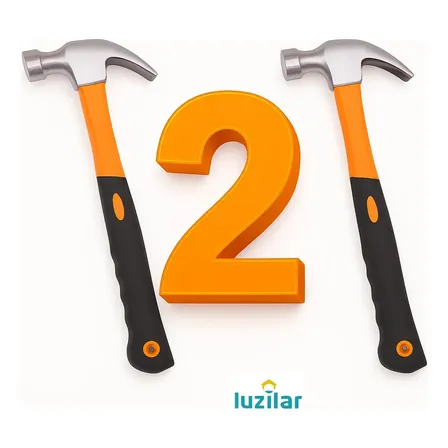 Martelo De Unha Kit C/ 2 Martelos Profissional Cabo Fibra 27cm Emborrachado Martelo De Unha Resistente Luzilar 2 Unidades