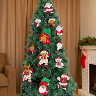 Kit 12 Pendentes Pelúcia Enfeite Árvore Natal Pingentes Papai Noel 12cm e 17cm Decoração LuvinCo