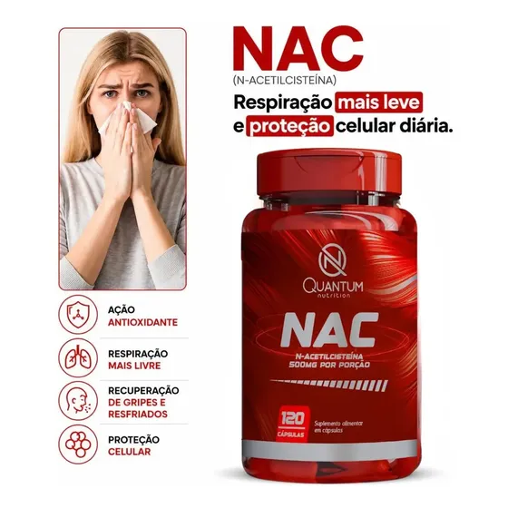 Nac N-acetilcisteína 120 Cáps Fortalece Imunidade - Quantum Nutrition