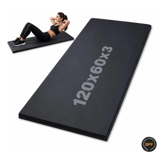 Colchão Extra Grande 120x60 Abdominal Colchonete Academia Preto pilates yoga tapete funcional feito em espuma resistente grossa