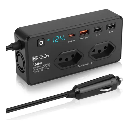 Inversor Veicular IF-378 350W 12V para com USB e LED