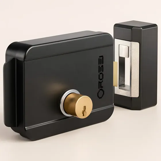 Fechadura Elétrica Rossi R90 R Sobreposta Reversível Cor Preto