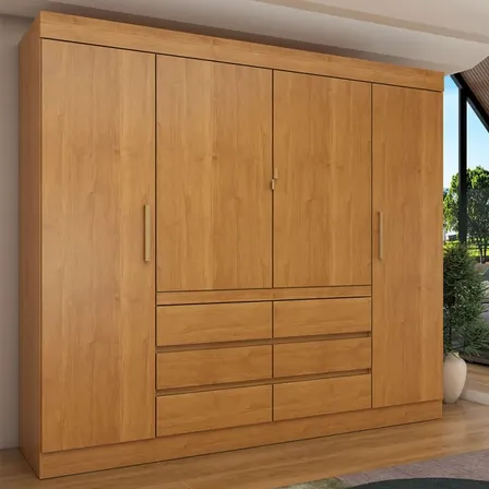 Guarda roupa Casal Luxúria 4 Portas 6 Gavetas Cinamomo