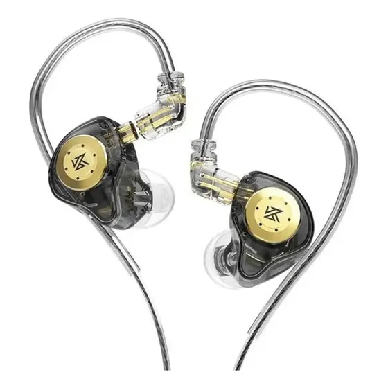 Fone De Ouvido In-ear Retorno De Palco Profissional Dj Musico Sem Microfone Hifi 2 Drivers Kza Edx Pro Preto