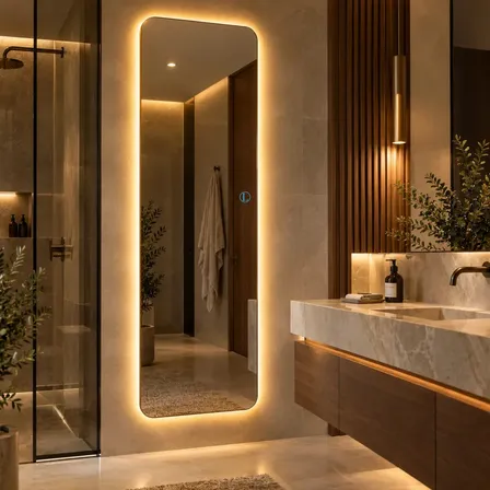 Espelho Organico 150cm Grande Parede Led Corpo Inteiro Loja Moldura Urban 150x40cm Led