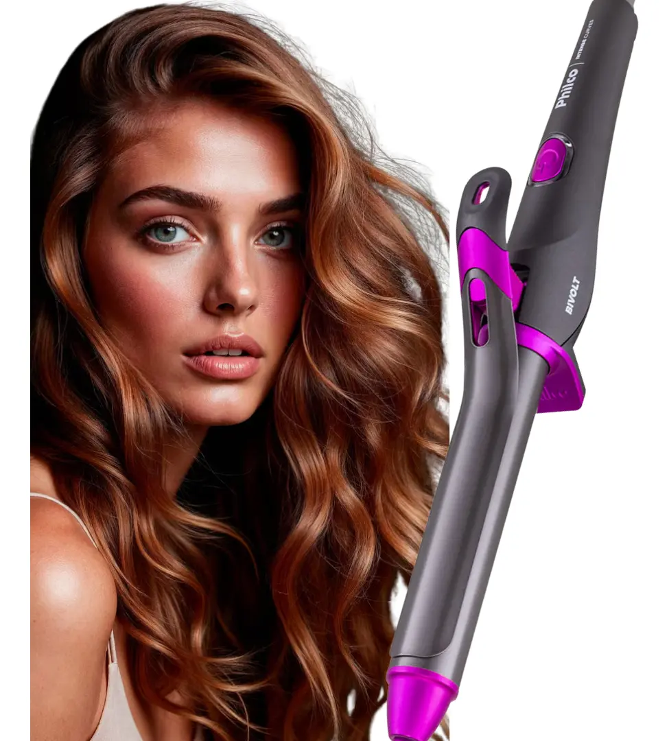 Modelador De Cachos Philco Pec15 25mm Calor Profissional Cinza/rosa 127v/220v