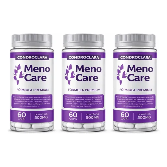 Kit 3 Meno Care 60 Cápsulas Suplemento Auxílio Menopausa Menocare