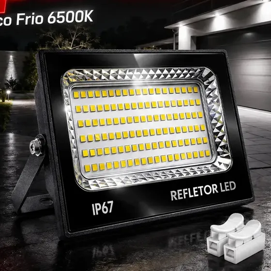 Kit 2 Refletores LED 400W UC68 Branco Frio 6500K Externa IP67