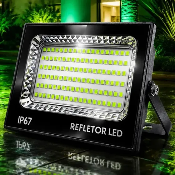 Kit 2 Refletores Led Uc68 400w Verde Ip67 Externo Fachadas Jardins 127/220v Preto