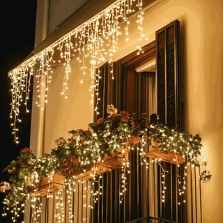 Cascata Pisca Pisca 400 Leds 10 Metros 8 Funções Decoração Luvinco Branco Quente 110v