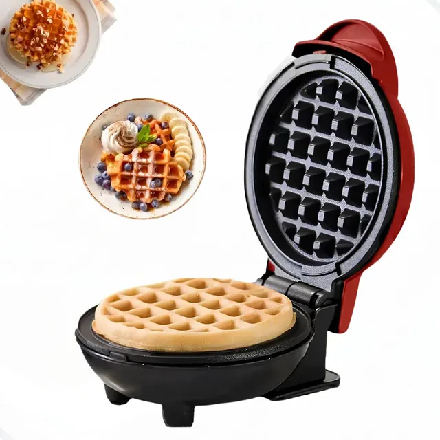 Máquina De Fazer Waffle Mini Grill Panqueca Elétrica Vermelha 220Alinea