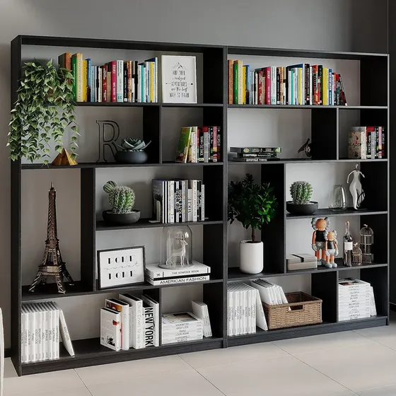 Kit 2 Estante Para Livros 180cmx240cm 4 Prateleiras Ge