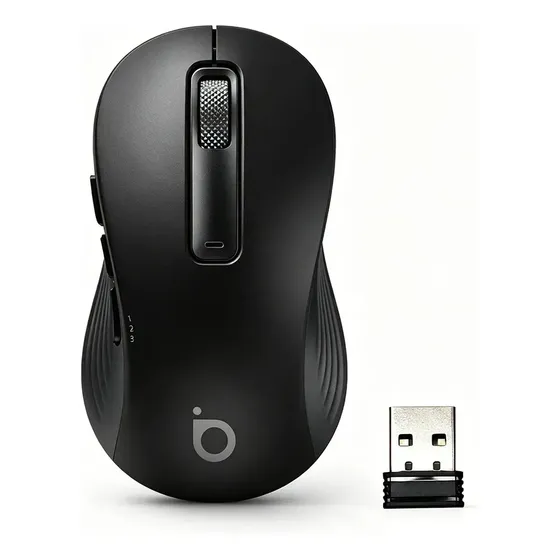 Mouse Sem Fio 3 Modos(Bluetooth+2.4GHz+USB), Óptico 5D Mouse Wireless Recarregável Com 168h Bateria, Ultra Light Ergonômico Mouse Compatível Windows/Mac/Linux Preto