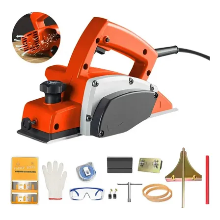 Plaina Elétrica Gm Bear 700w Para Madeira Com Ajuste De Profundidade E Acessórios Laranja 127v