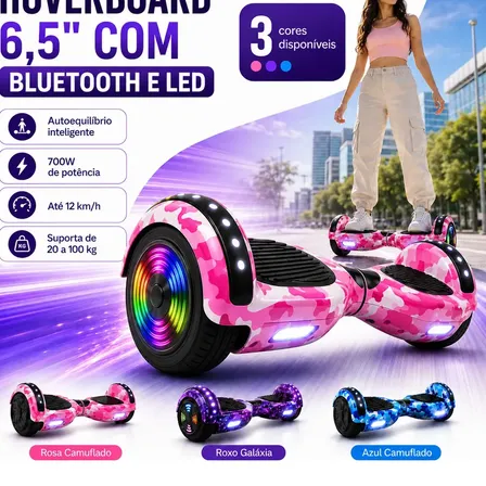 Skate elétrico hoverboard Cybertruck Skate Elétrico Hover Board Rosa camuflado 6.5"