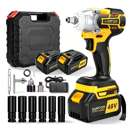 Chave De Impacto Bateria 48v Xumtom Parafusadeira Furadeira Amarelo