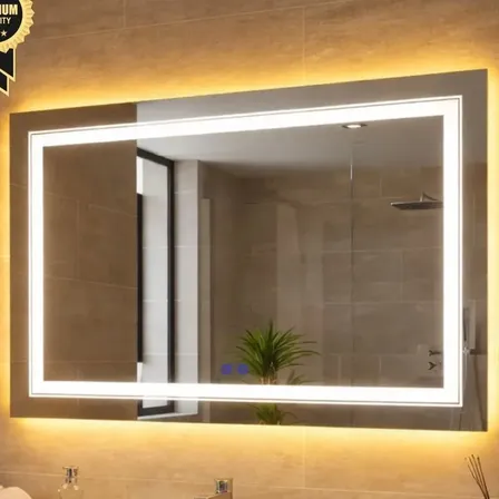 Espelho Led Touch 1,40 X 1,0m Retangular Grande Luz Frente E Atrás Banheiro Maquiagem