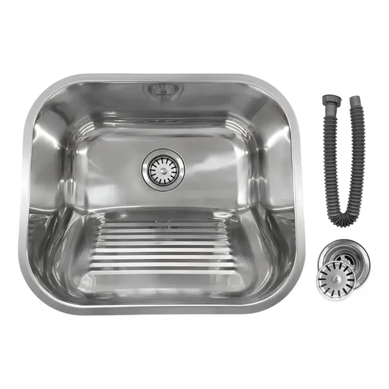 Tanque Cuba Lavanderia Aço Inox 304 Polido Com Ralo Sifão Flexível 34x40 Área de Serviço Stillus Home