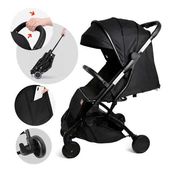 Carrinho De Bebê Portátil Para Viagem Aero Preto Yuupi