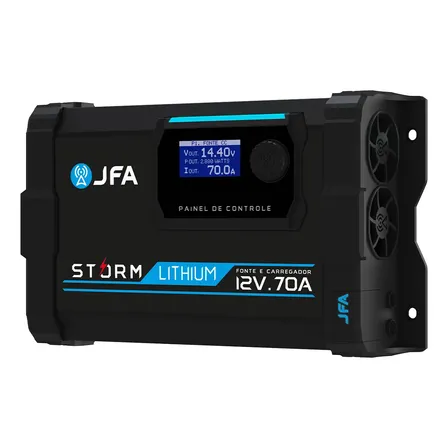 Fonte Carregador 70a Storm Lithium Jfa Bivolt Bateria Lithium Som Automotivo