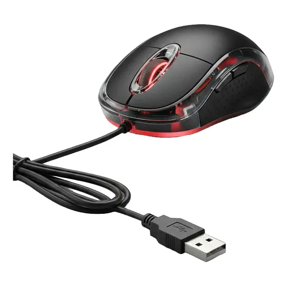 Mouse Com Fio Led Vermelha Ms-9 Optical 1000dpi Notebook Pc