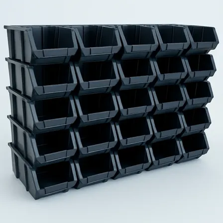 Kit 15 Caixa Bin N5 Plastica Gaveta Organizador Estoque Almoxarifado Preto