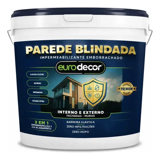 Tinta Antimofo Emborrachada 3.6kg Parede Blindada Eurodecor Fosco Cinza Concreto