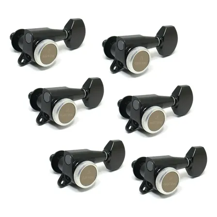 Kit Tarraxas Gotoh 6 em Linha MGT com Trava Para Guitarra Black
