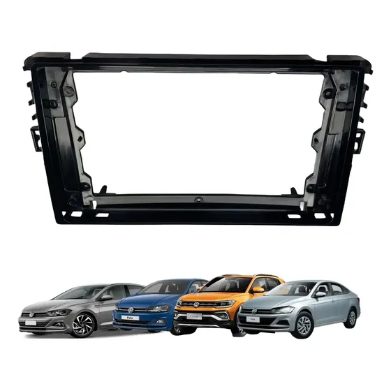 Moldura Painel para Volkswagen Polo Virtus T-Cross Tiguan de 9 Polegadas Black Piano