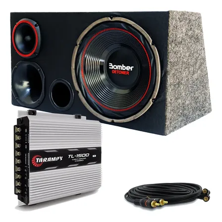 Caixa Trio Bomber Detoner Som Automotivo Completo + Taramps