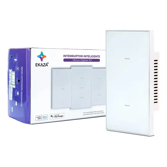Interruptor Inteligente Fosco Zigbee Vênus Soft Touch Smart 2 Botões Alexa Google Home Cor Branco Ekaza