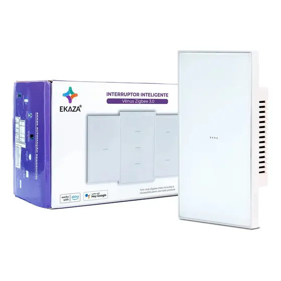 Interruptor Inteligente Fosco Zigbee Vênus Soft Touch Smart 1 Botões Alexa Google Home Cor Branco Ekaza